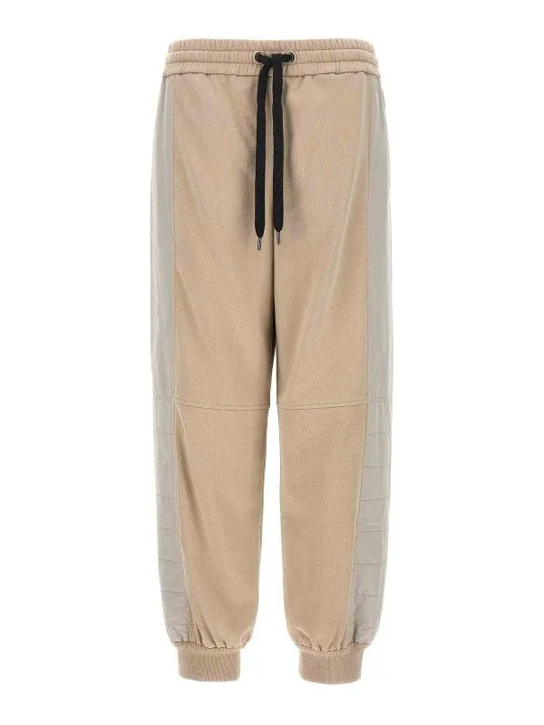 BRUNELLO CUCINELLI WOMEN'S BEIGE PANELLED COTTON JOGGER PANTS made by Brunello Cucinelli