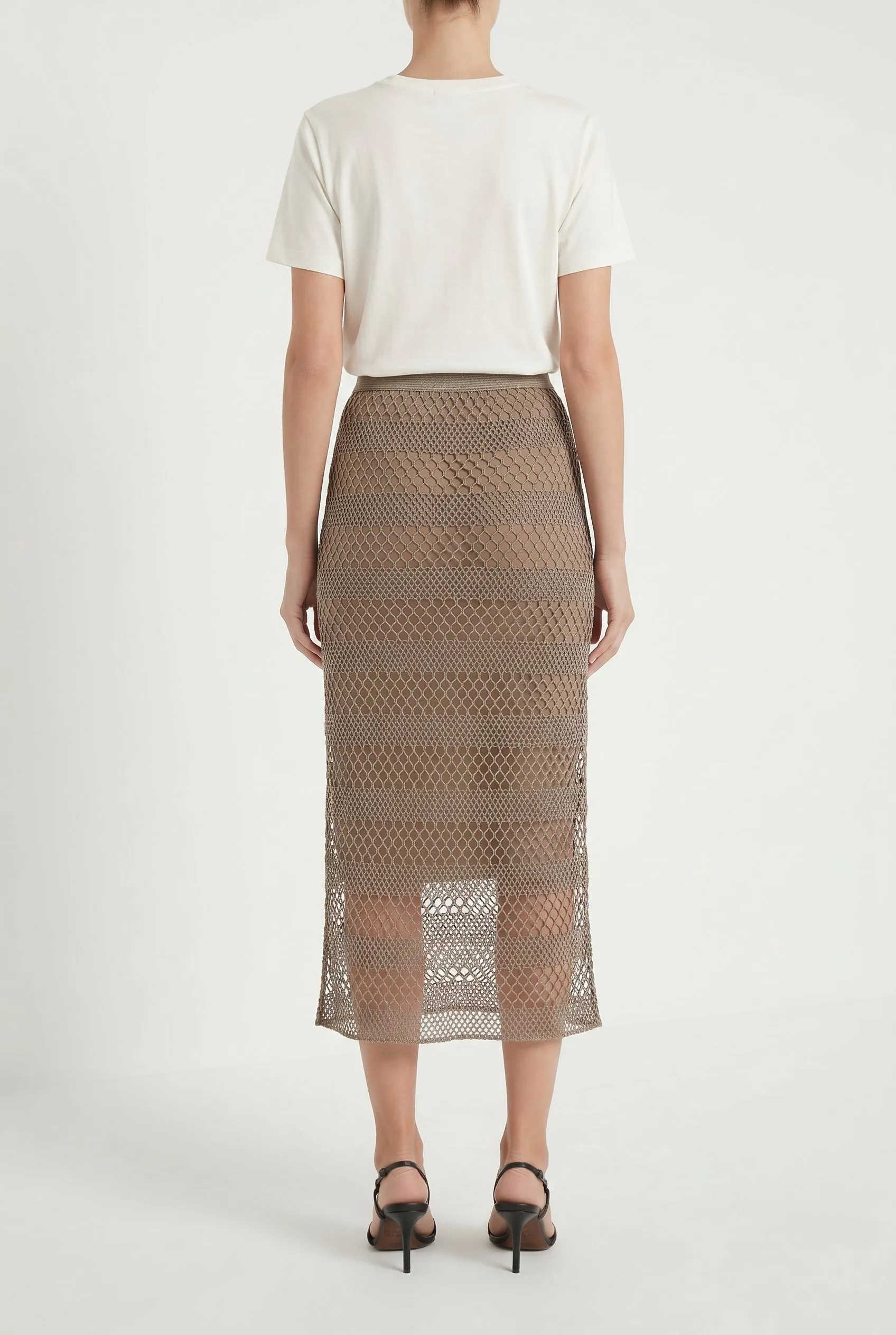 BRUNELLO CUCINELLI WOMEN'S TAUPE MESH MIDI SKIRT sold by Lord & Taylor product image thumbnail 2