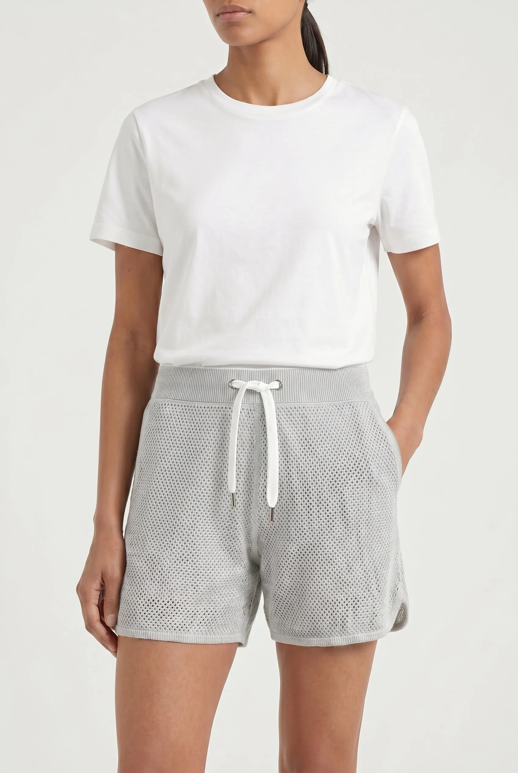 BRUNELLO CUCINELLI WOMEN'S LIGHT GREY COTTON SHORTS sold by Lord & Taylor product image thumbnail 3