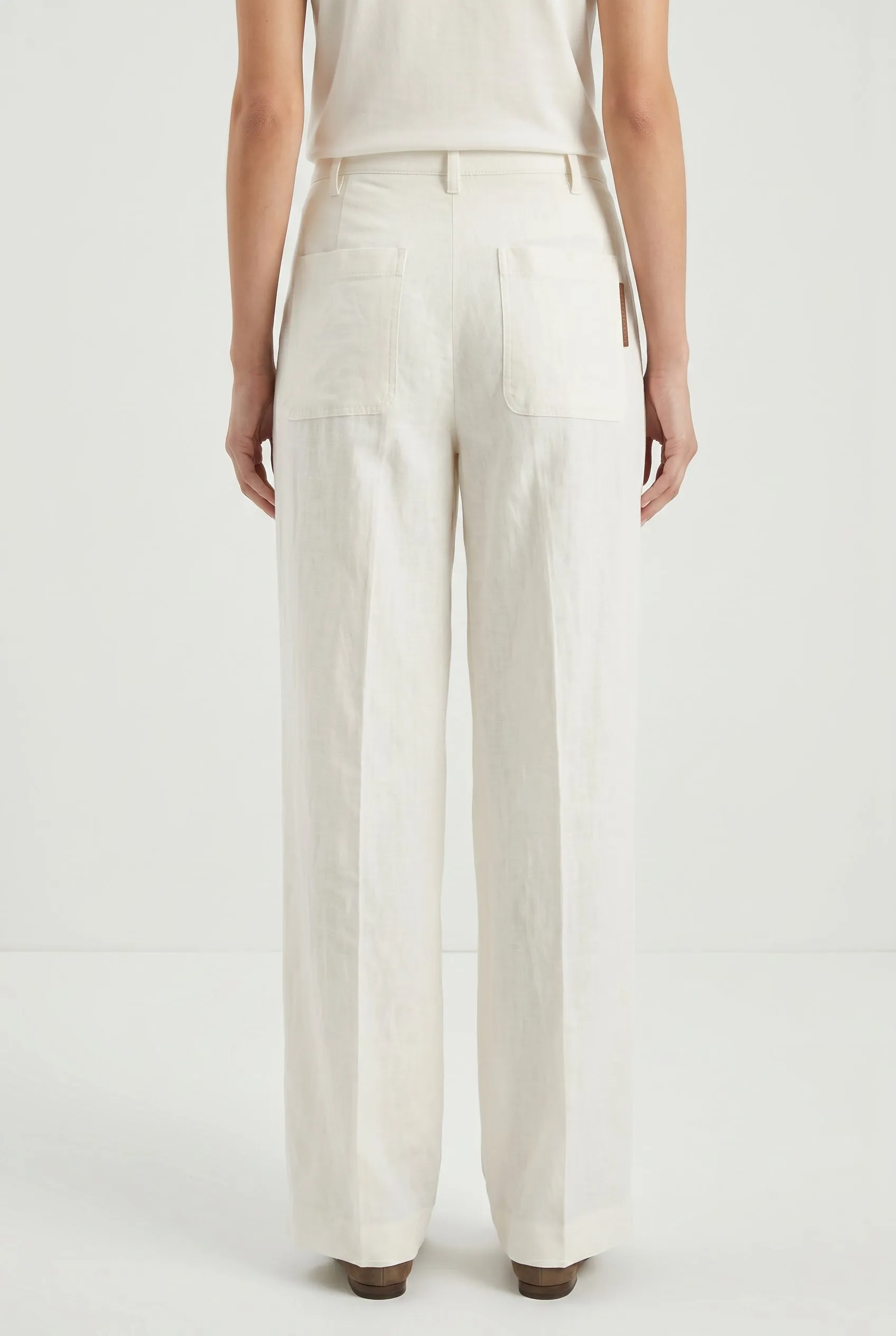BRUNELLO CUCINELLI WOMEN'S OFF WHITE LINEN WIDE TROUSERS sold by Lord & Taylor product image thumbnail 2