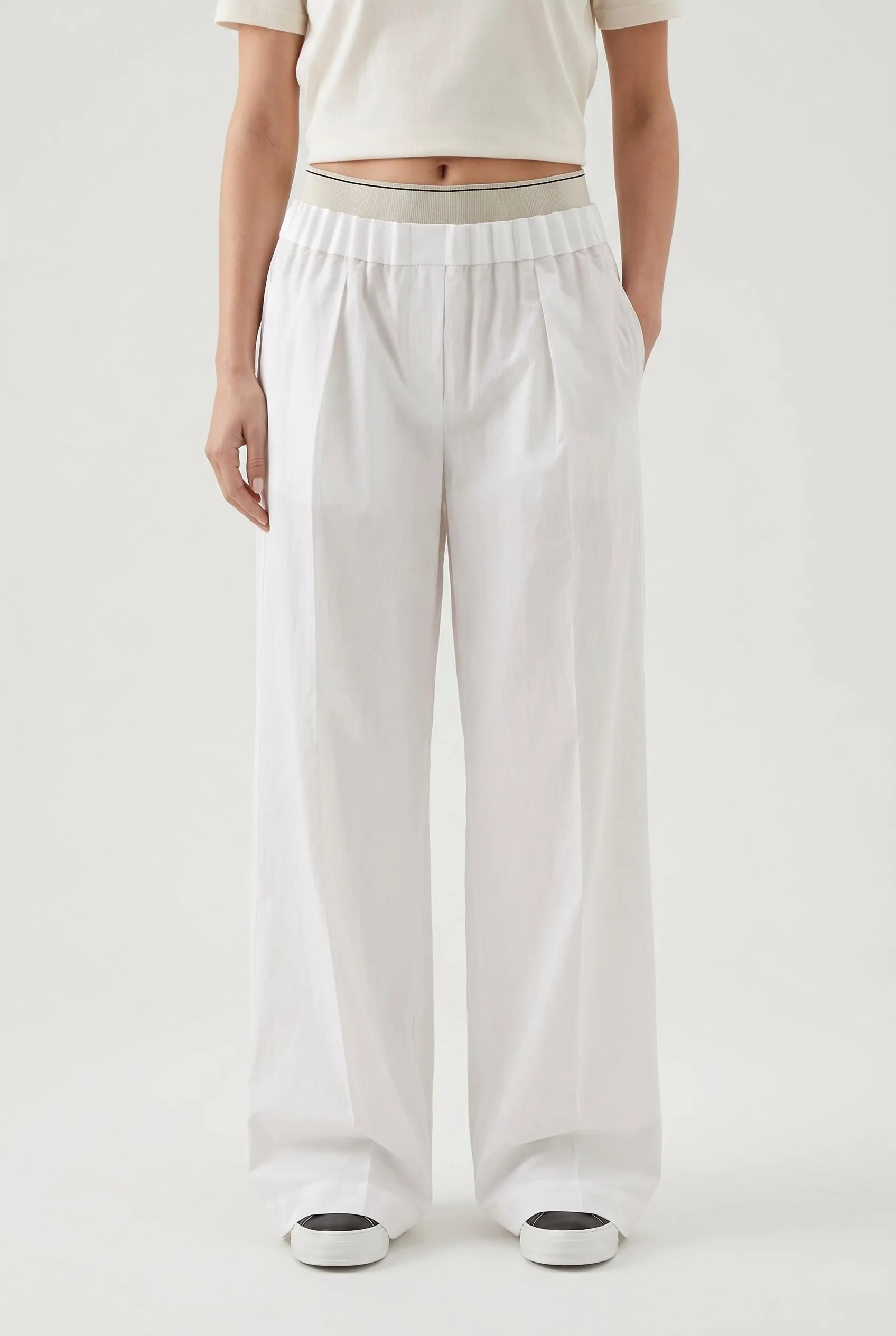 BRUNELLO CUCINELLI WOMEN'S WHITE RELAXED COTTON TROUSERS sold by Lord & Taylor product image thumbnail 2