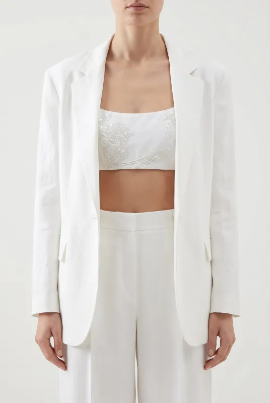 BRUNELLO CUCINELLI WOMEN'S WHITE EMBROIDERED CROPPED TOP made by Brunello Cucinelli