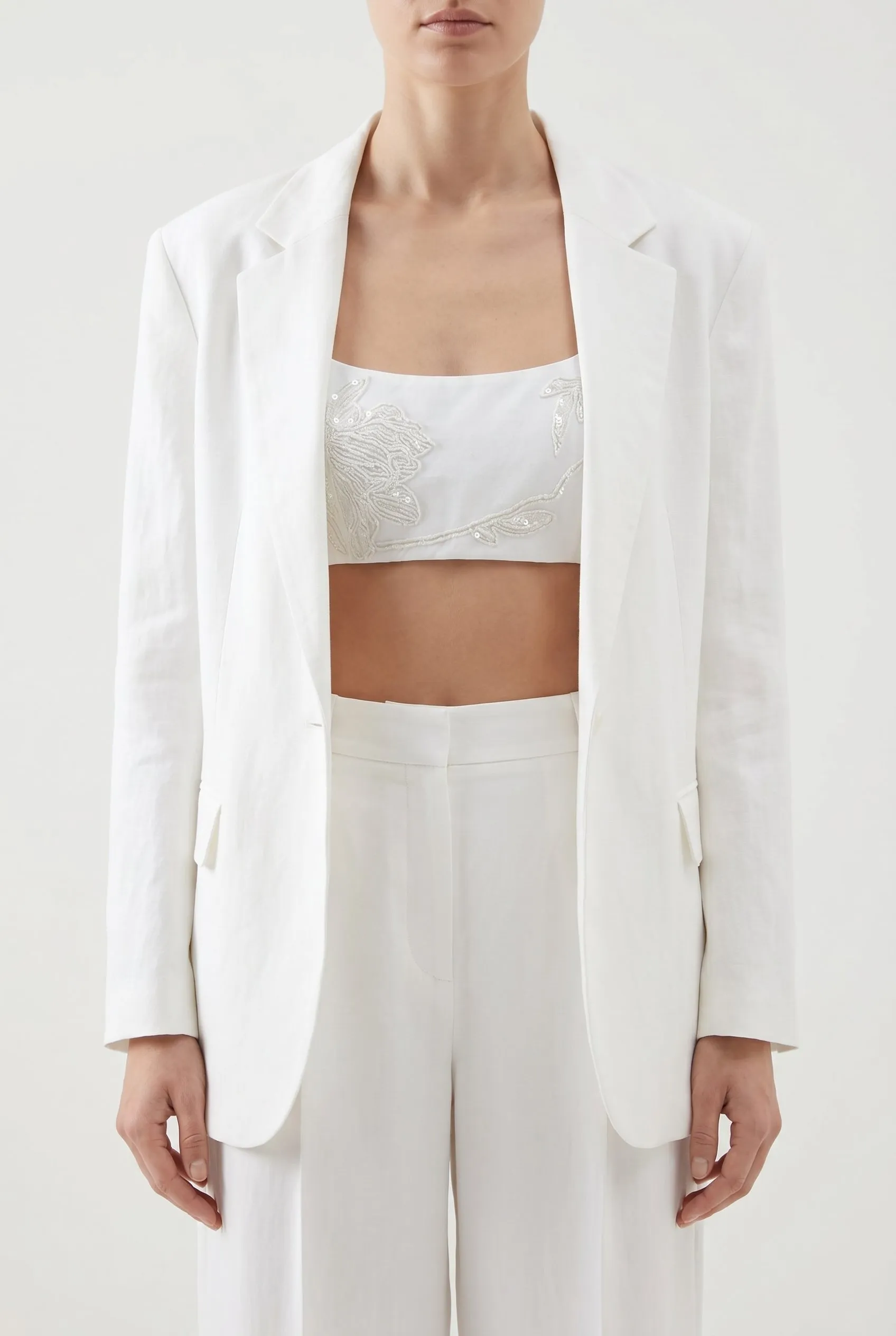 BRUNELLO CUCINELLI WOMEN'S WHITE EMBROIDERED CROPPED TOP sold by Lord & Taylor product image thumbnail 5