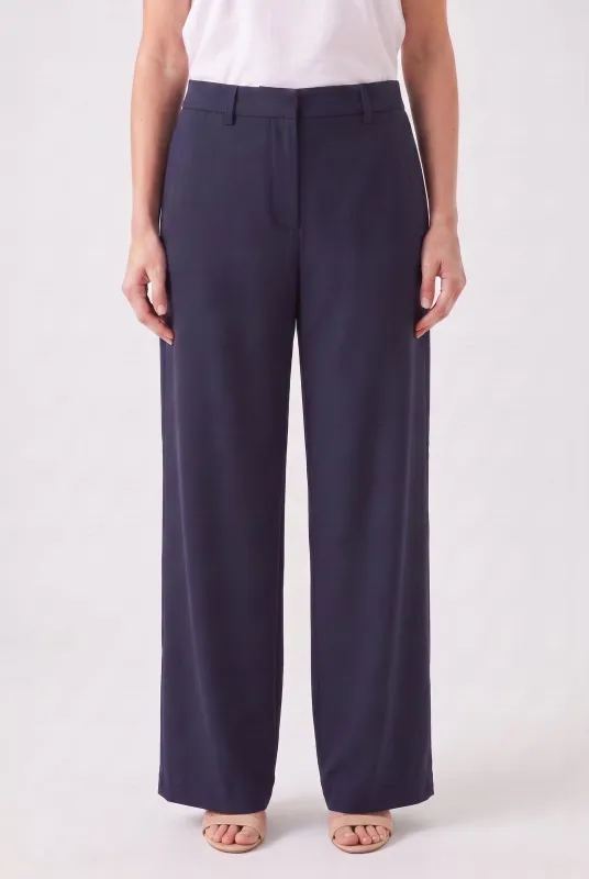 BRUNELLO CUCINELLI WOMEN'S NAVY COTTON WIDE TROUSERS made by Brunello Cucinelli