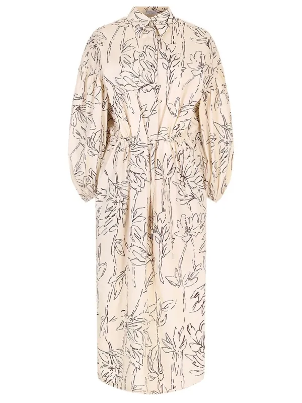 BRUNELLO CUCINELLI WOMEN'S CREAM FLORAL COTTON DRESS made by Brunello Cucinelli
