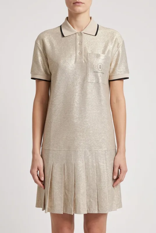 BRUNELLO CUCINELLI WOMEN'S LIGHT GOLD LINEN BLEND DRESS NWT made by Brunello Cucinelli