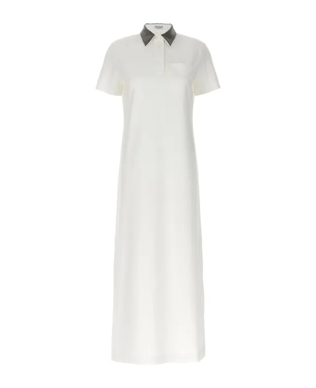 BRUNELLO CUCINELLI WOMEN'S OFF WHITE POLO COLLAR DRESS made by Brunello Cucinelli
