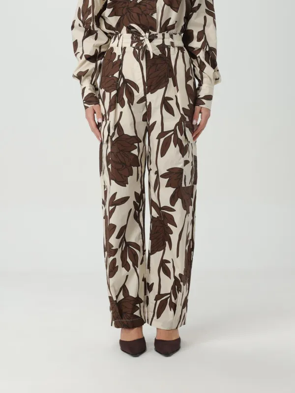 BRUNELLO CUCINELLI WOMEN'S CREAM FLORAL WIDE LEG TROUSERS made by Brunello Cucinelli