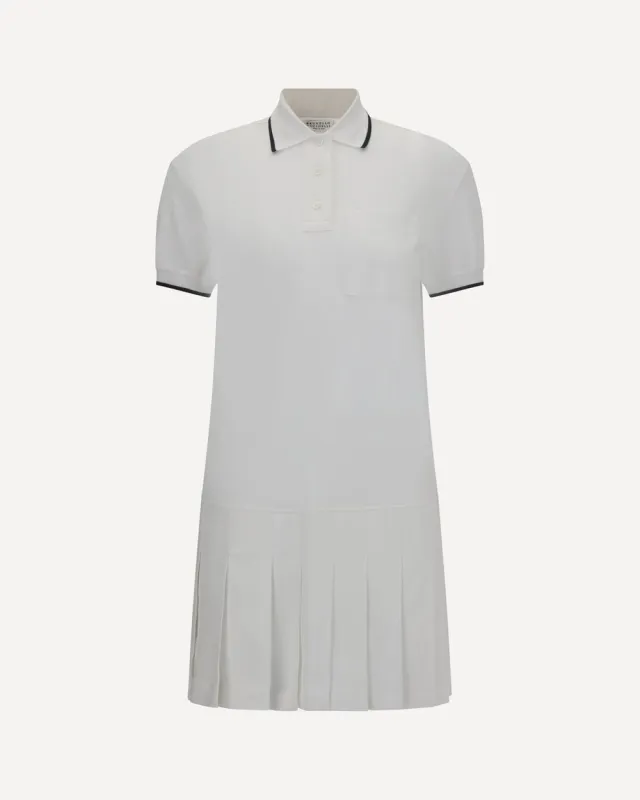 BRUNELLO CUCINELLI WOMEN'S WHITE COTTON POLO DRESS made by Brunello Cucinelli