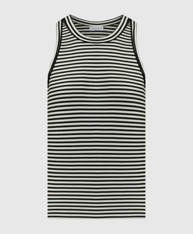 BRUNELLO CUCINELLI WOMEN'S BLACK WHITE STRIPED SHIRT made by Brunello Cucinelli