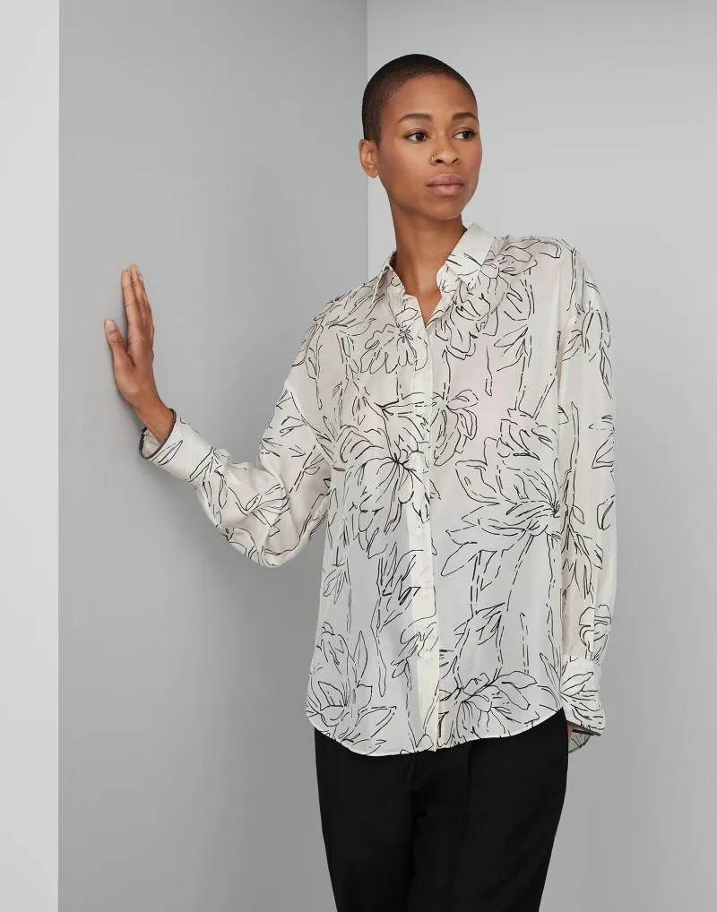 BRUNELLO CUCINELLI WOMEN'S OFF WHITE SILK FLORAL SHIRT sold by Lord & Taylor