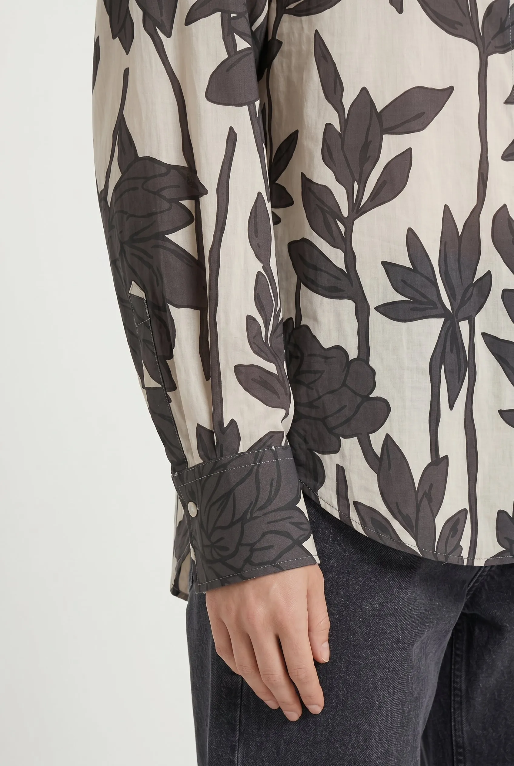 BRUNELLO CUCINELLI WOMEN'S BEIGE FLORAL OVERSIZED SHIRT sold by Lord & Taylor product image thumbnail 2