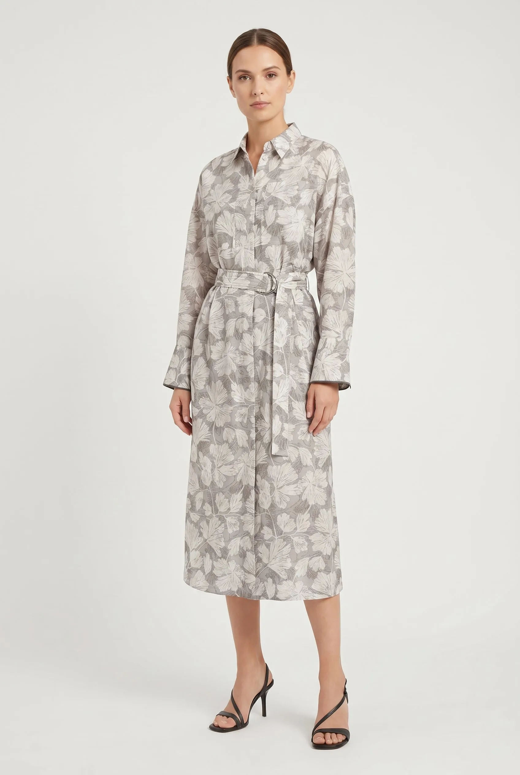 BRUNELLO CUCINELLI WOMEN'S LIGHT GREY SILK SHIRT DRESS sold by Lord & Taylor product image thumbnail 5