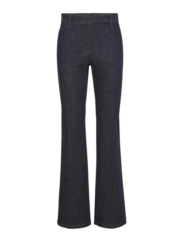 BRUNELLO CUCINELLI WOMEN'S DARK BLUE FLARED TROUSERS made by Brunello Cucinelli
