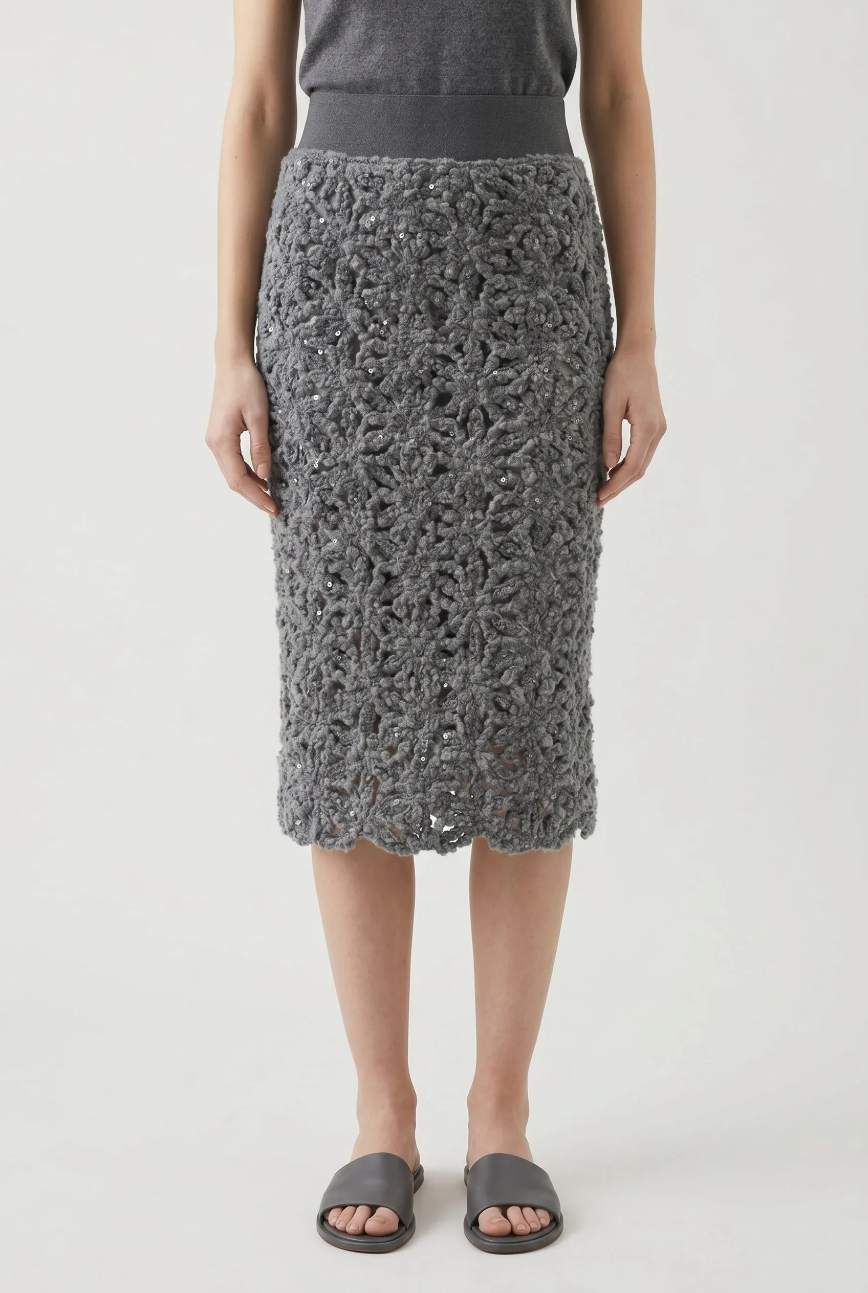 BRUNELLO CUCINELLI WOMEN'S MEDIUM GREY WOOL PENCIL SKIRT sold by Lord & Taylor