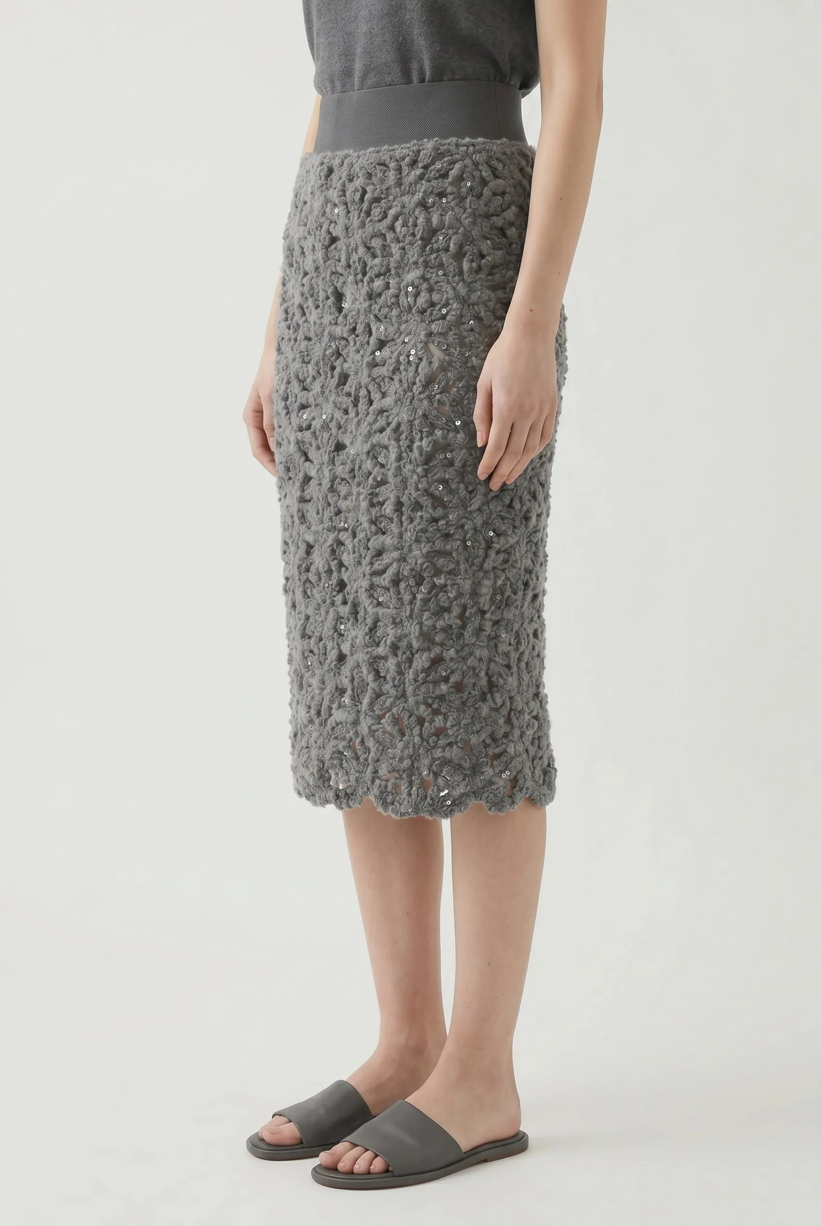 BRUNELLO CUCINELLI WOMEN'S MEDIUM GREY WOOL PENCIL SKIRT sold by Lord & Taylor product image thumbnail 3