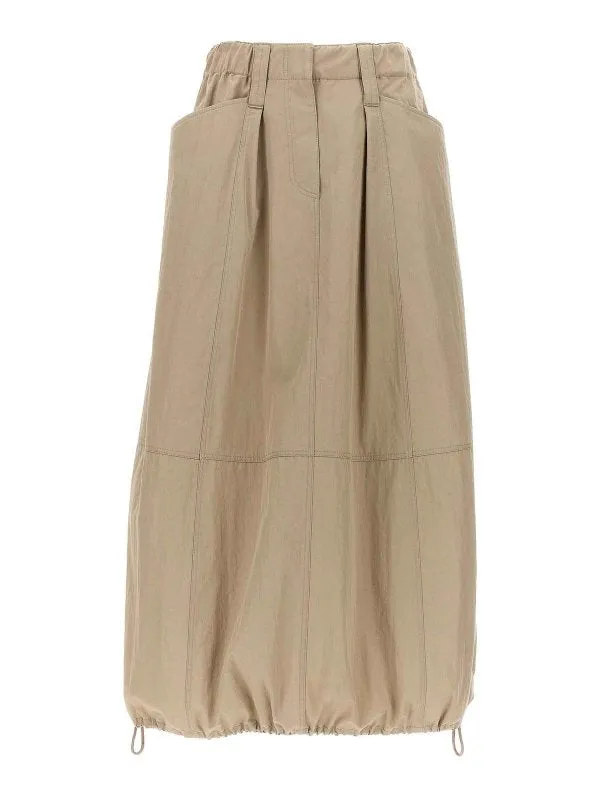 BRUNELLO CUCINELLI WOMEN'S BEIGE GATHERED HEM SKIRT made by Brunello Cucinelli