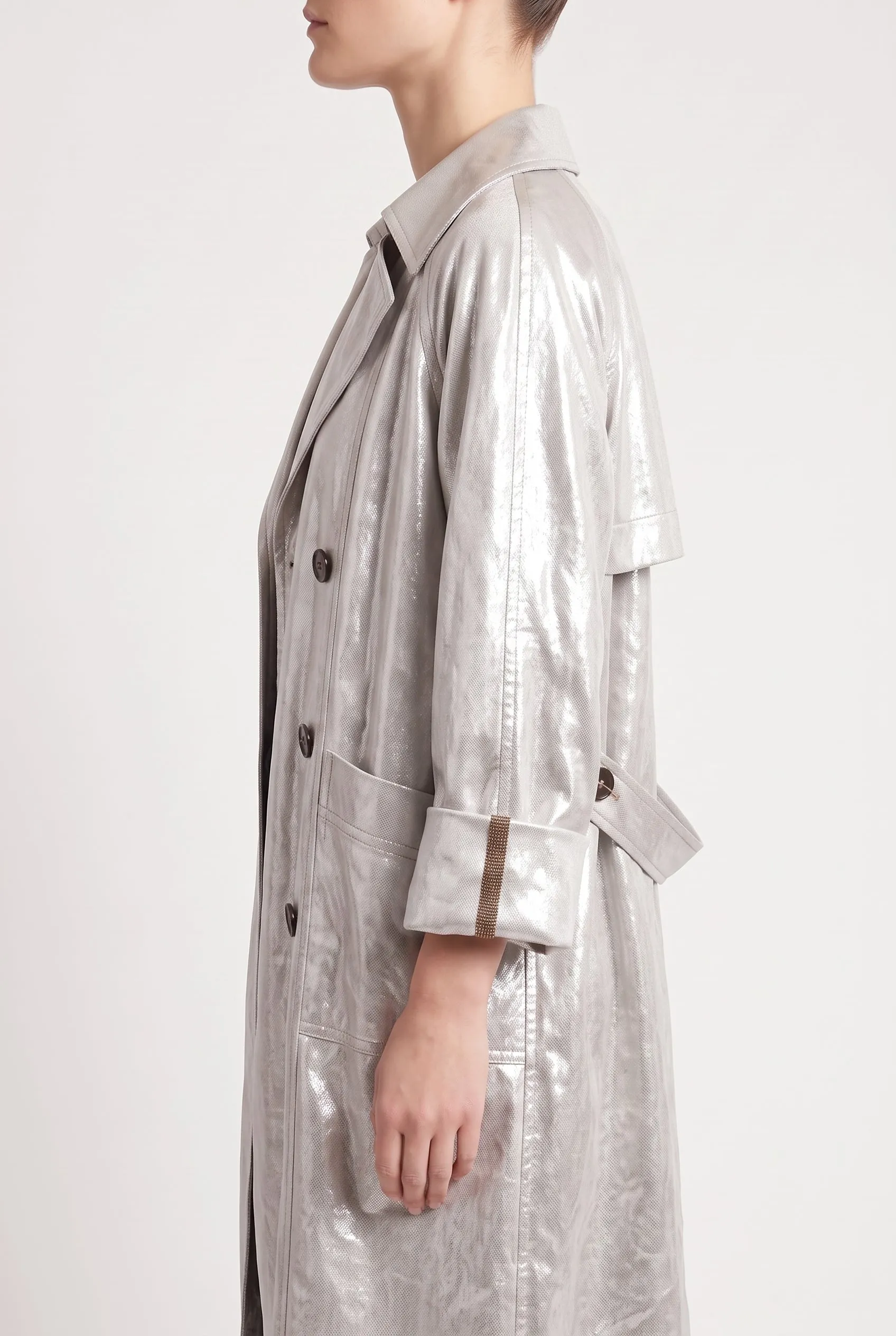 BRUNELLO CUCINELLI WOMEN'S LIGHT SILVER LONG COAT sold by Lord & Taylor product image thumbnail 4
