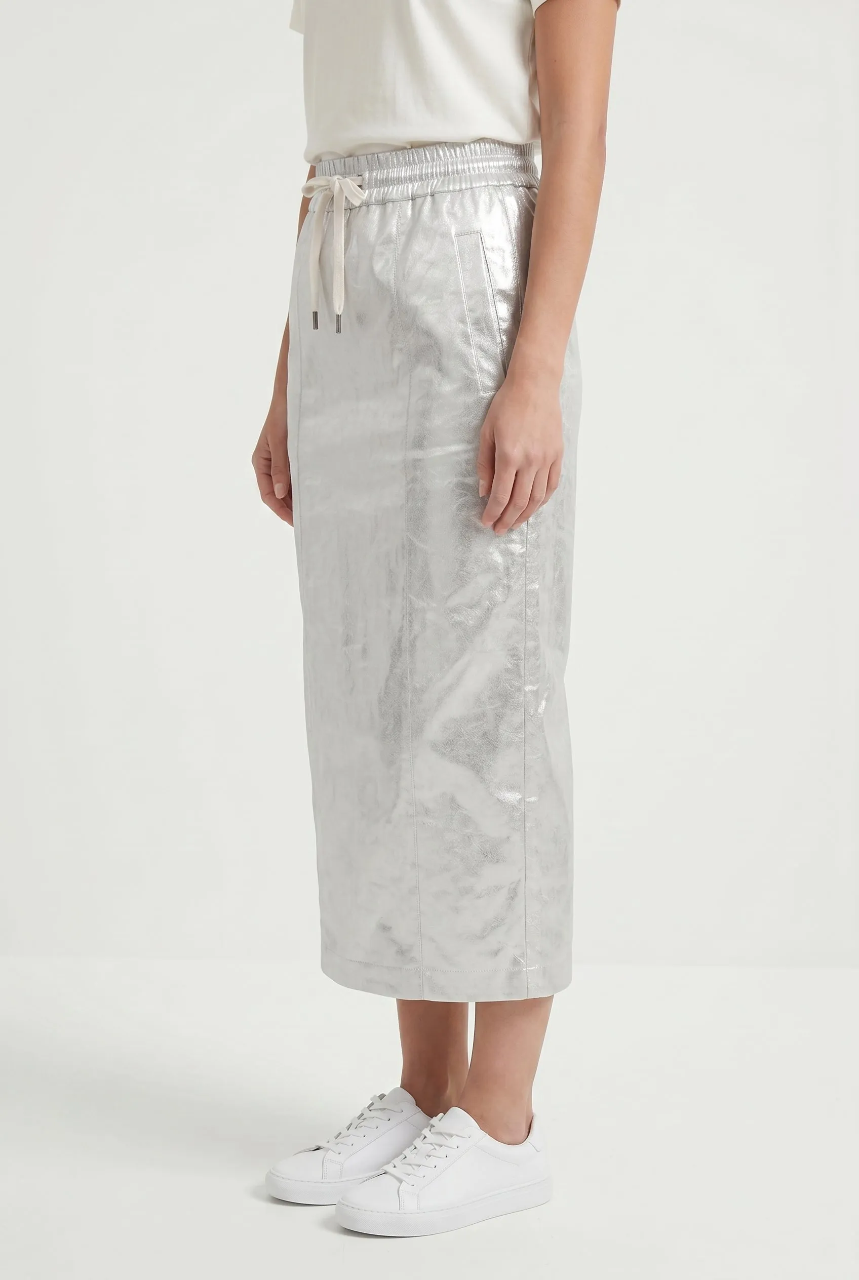 BRUNELLO CUCINELLI WOMEN'S SILVER LINEN BLEND STRAIGHT SKIRT sold by Lord & Taylor product image thumbnail 3