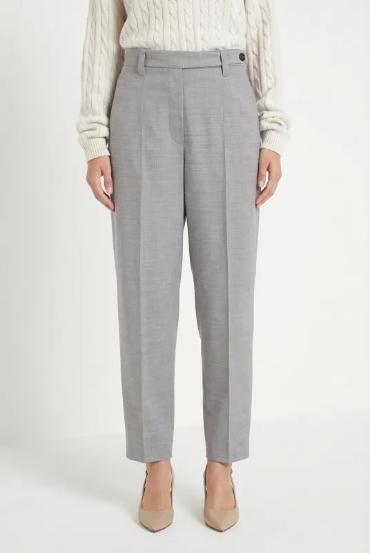 BRUNELLO CUCINELLI WOMEN'S LIGHT GREY WOOL TROUSERS made by Brunello Cucinelli