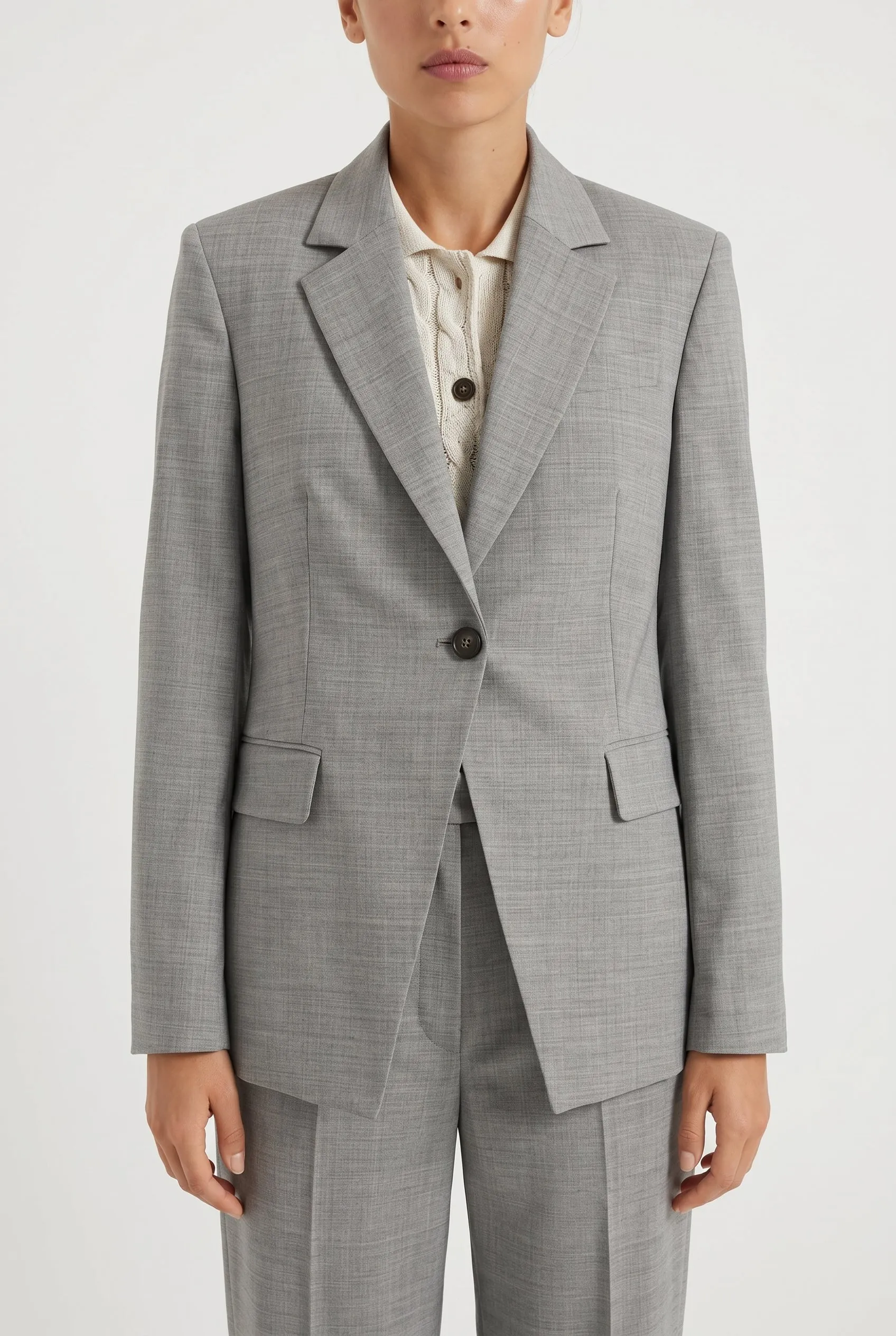 BRUNELLO CUCINELLI WOMEN'S LIGHT GREY WOOL TAILORED BLAZER sold by Lord & Taylor product image thumbnail 3