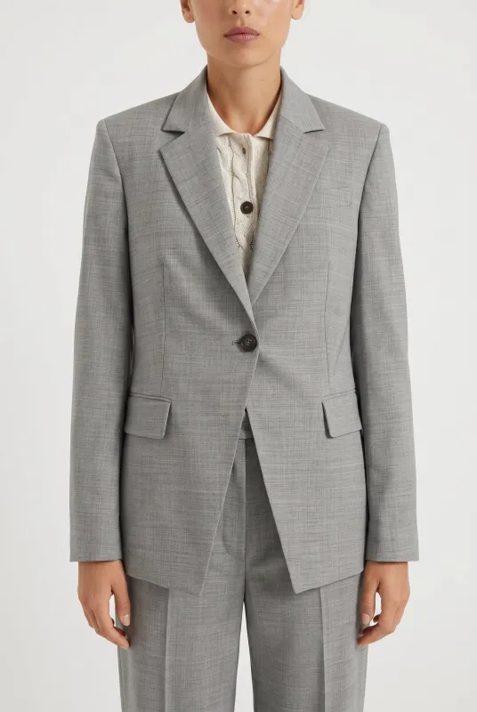 BRUNELLO CUCINELLI WOMEN'S LIGHT GREY WOOL TAILORED BLAZER made by Brunello Cucinelli