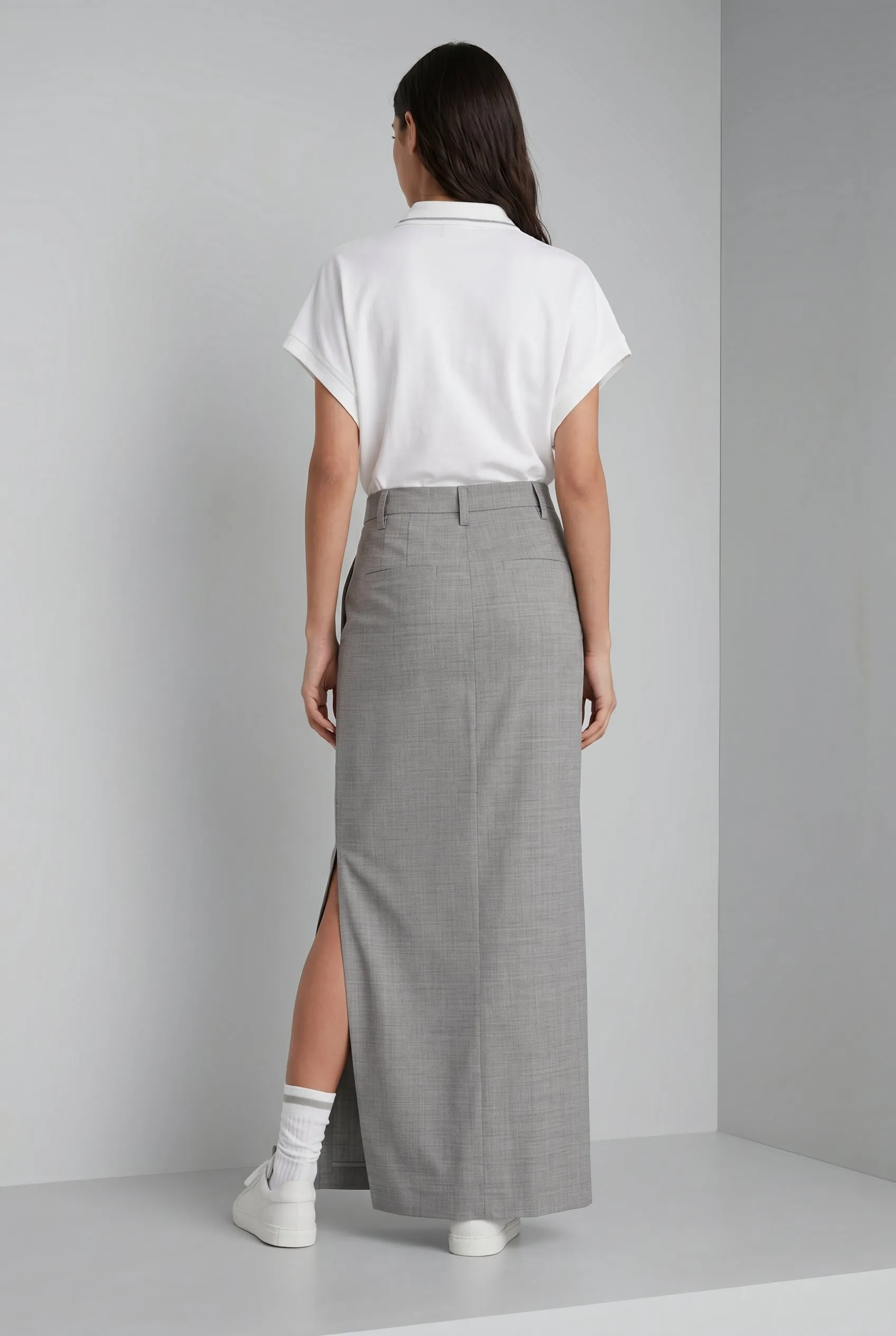 BRUNELLO CUCINELLI WOMEN'S LIGHT GREY WOOL SKIRT sold by Lord & Taylor product image thumbnail 2