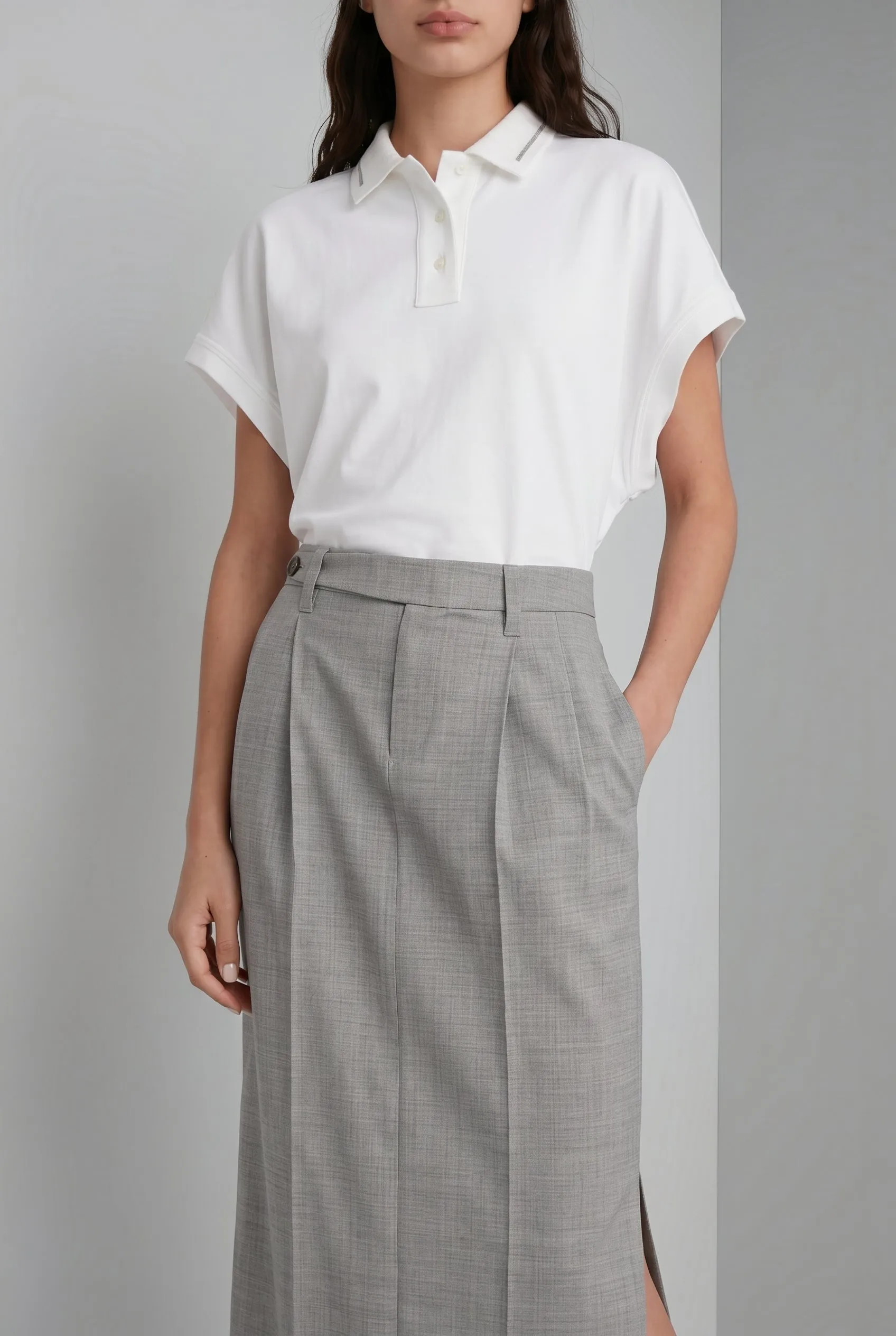 BRUNELLO CUCINELLI WOMEN'S LIGHT GREY WOOL SKIRT sold by Lord & Taylor product image thumbnail 3