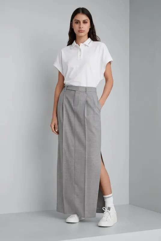 BRUNELLO CUCINELLI WOMEN'S LIGHT GREY WOOL SKIRT made by Brunello Cucinelli