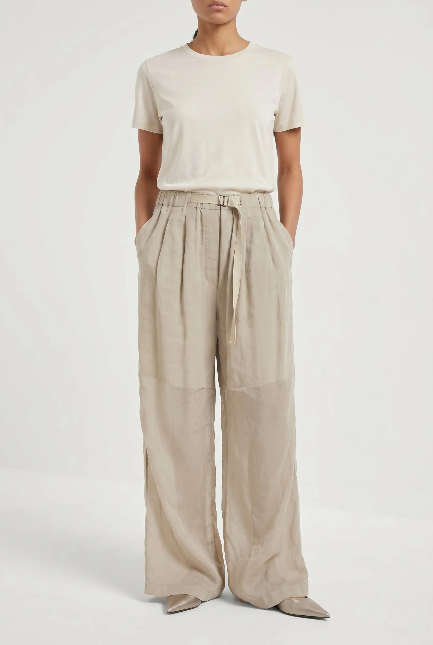 BRUNELLO CUCINELLI WOMEN'S LIGHT BEIGE WIDE LEG TROUSERS sold by Lord & Taylor product image thumbnail 3