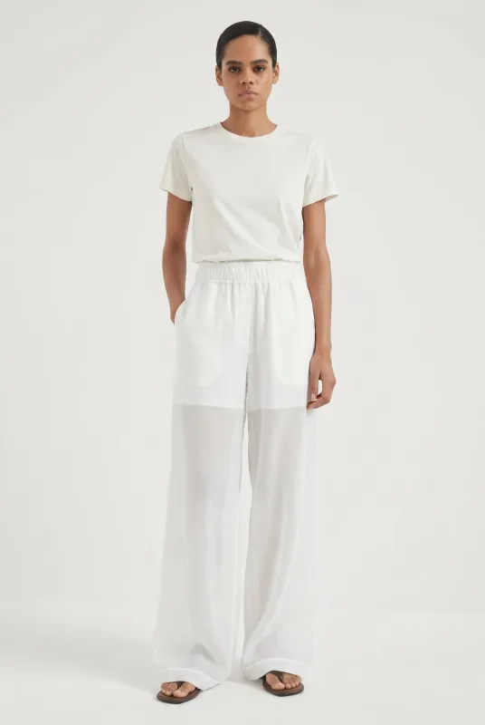 BRUNELLO CUCINELLI WOMEN'S WHITE WIDE LEG COTTON TROUSERS made by Brunello Cucinelli