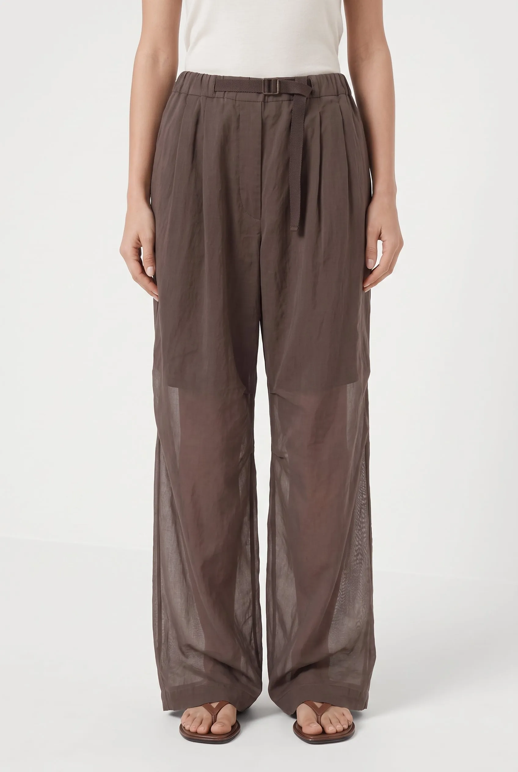 BRUNELLO CUCINELLI WOMEN'S BROWN WIDE LEG TROUSERS sold by Lord & Taylor