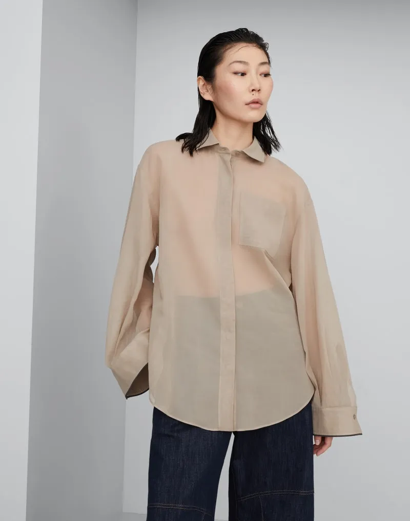BRUNELLO CUCINELLI WOMEN'S LIGHT BEIGE OVERSIZED SHIRT sold by Lord & Taylor