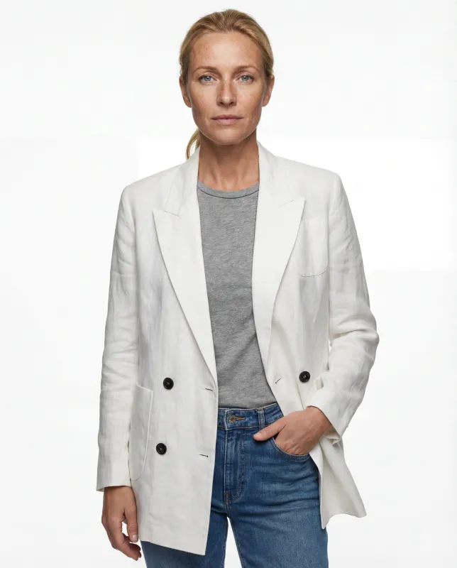 BRUNELLO CUCINELLI WOMEN'S WHITE DOUBLE BREASTED BLAZER made by Brunello Cucinelli