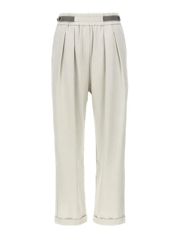 BRUNELLO CUCINELLI WOMEN'S OFF WHITE RELAXED TROUSERS made by Brunello Cucinelli