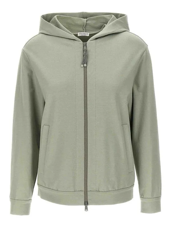 BRUNELLO CUCINELLI WOMEN'S LIGHT GREEN ZIP HOODIE sold by Lord & Taylor product image thumbnail 2