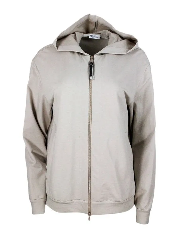 BRUNELLO CUCINELLI WOMEN'S LIGHT BEIGE ZIP HOODIE sold by Lord & Taylor product image thumbnail 3