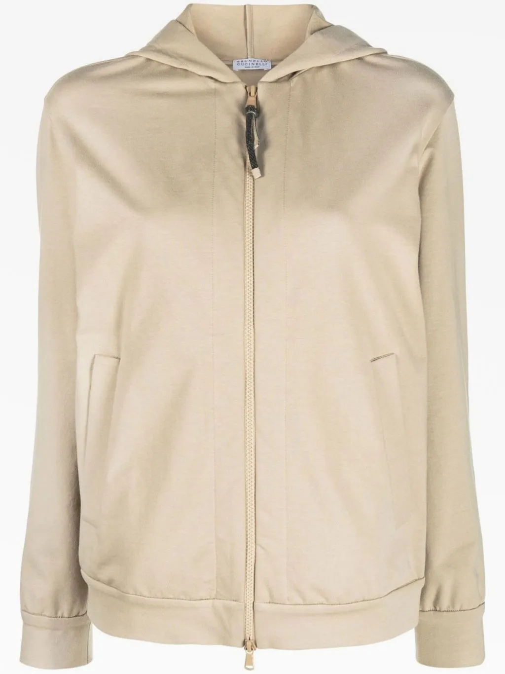 BRUNELLO CUCINELLI WOMEN'S BEIGE COTTON ZIP HOODIE sold by Lord & Taylor
