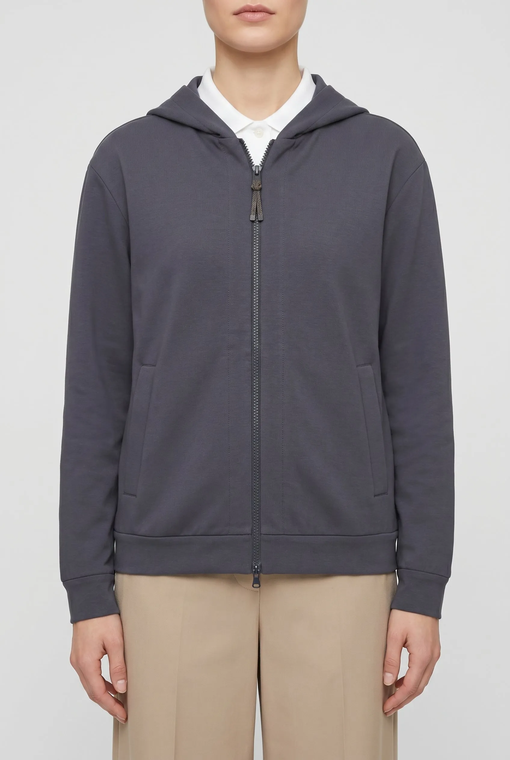 BRUNELLO CUCINELLI WOMEN'S DARK GREY ZIP HOODIE sold by Lord & Taylor product image thumbnail 5