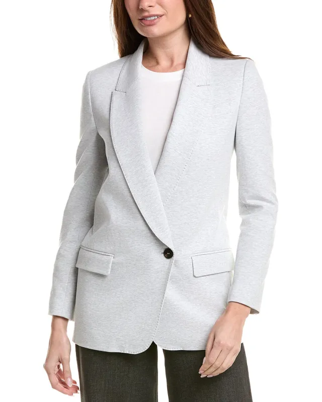 BRUNELLO CUCINELLI WOMEN'S LIGHT GREY TAILORED BLAZER made by Brunello Cucinelli