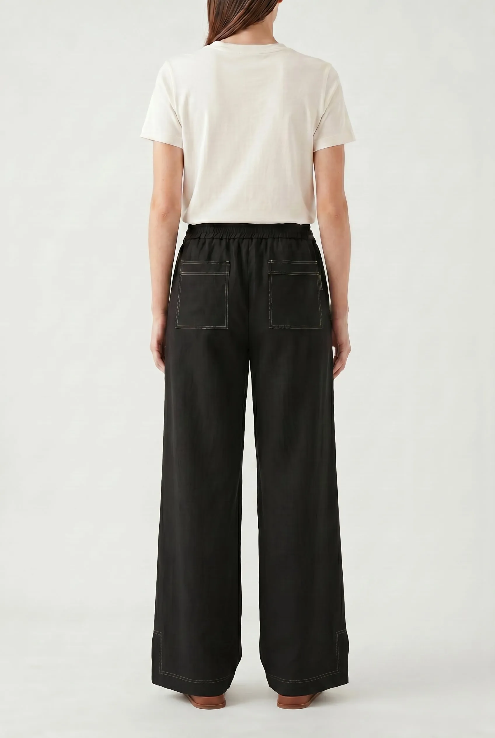 BRUNELLO CUCINELLI WOMEN'S BLACK WIDE LEG COTTON TROUSERS sold by Lord & Taylor product image thumbnail 5