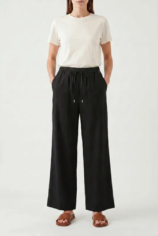 BRUNELLO CUCINELLI WOMEN'S BLACK WIDE LEG COTTON TROUSERS made by Brunello Cucinelli