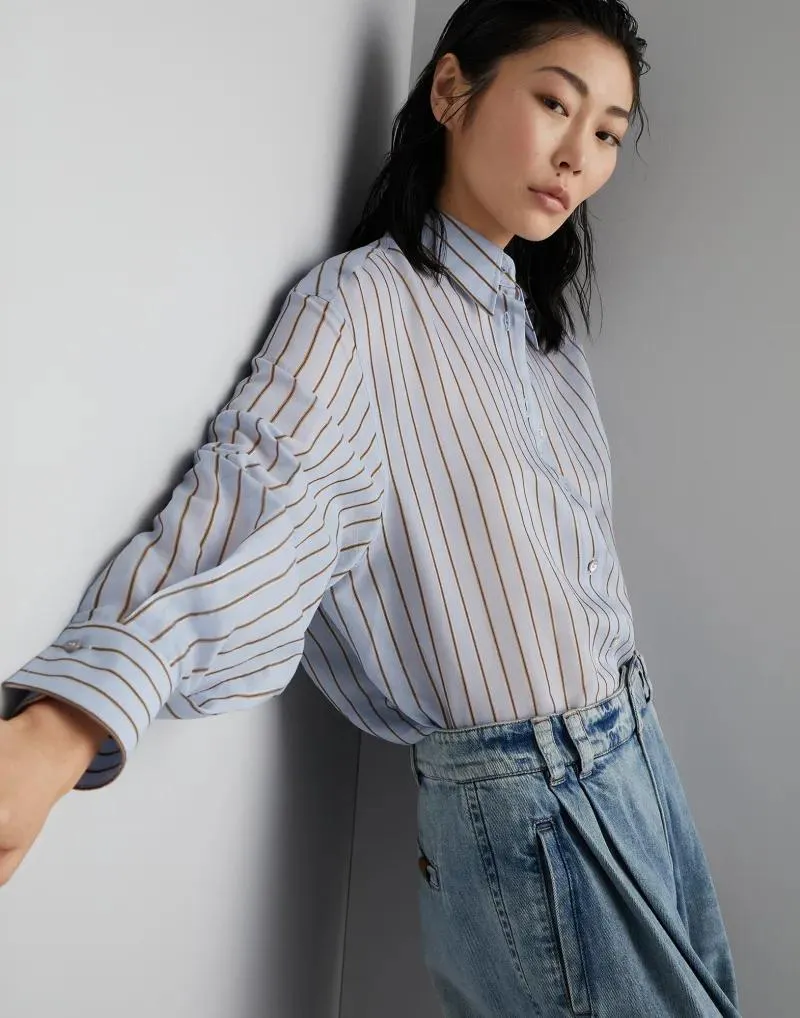 BRUNELLO CUCINELLI WOMEN'S LIGHT BLUE STRIPED SHIRT sold by Lord & Taylor product image thumbnail 2