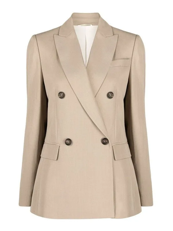 BRUNELLO CUCINELLI WOMEN'S BEIGE DOUBLE BREASTED BLAZER sold by Lord & Taylor