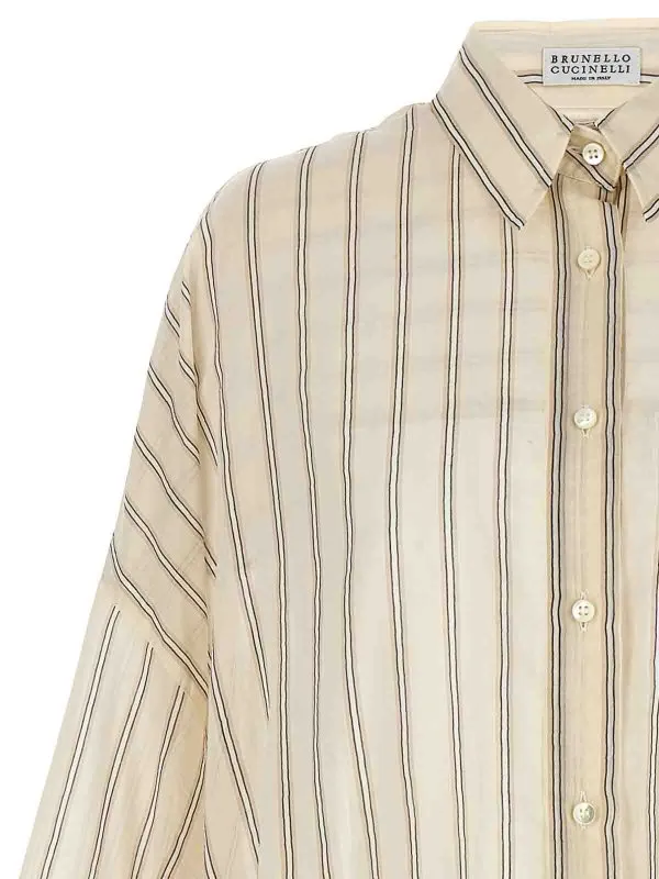 BRUNELLO CUCINELLI WOMEN'S BEIGE SILK BLEND OVERSIZED SHIRT sold by Lord & Taylor product image thumbnail 2