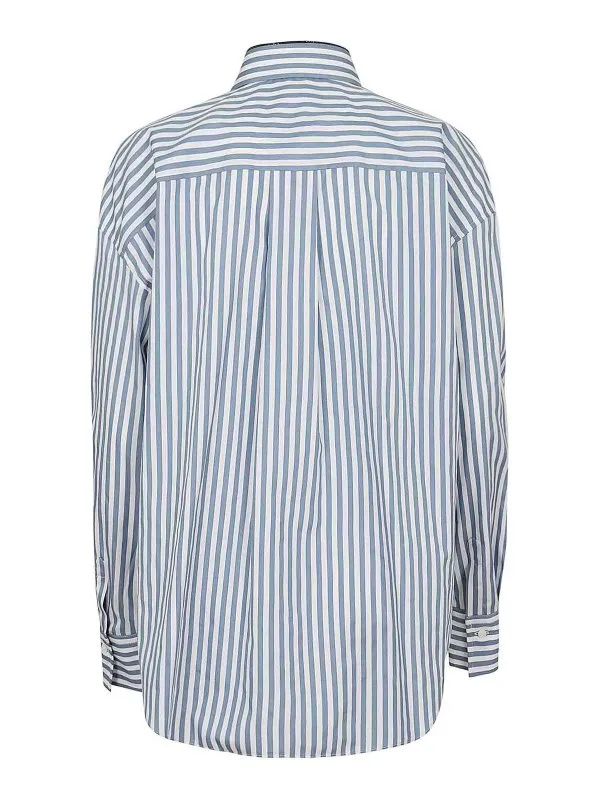 BRUNELLO CUCINELLI WOMEN'S BLUE WHITE STRIPED SILK SHIRT sold by Lord & Taylor product image thumbnail 2