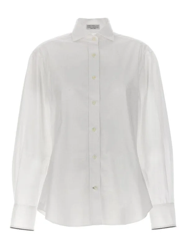 BRUNELLO CUCINELLI WOMEN'S WHITE TAILORED COTTON SHIRT made by Brunello Cucinelli
