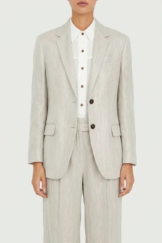 BRUNELLO CUCINELLI WOMEN'S LIGHT BEIGE LINEN SUIT made by Brunello Cucinelli