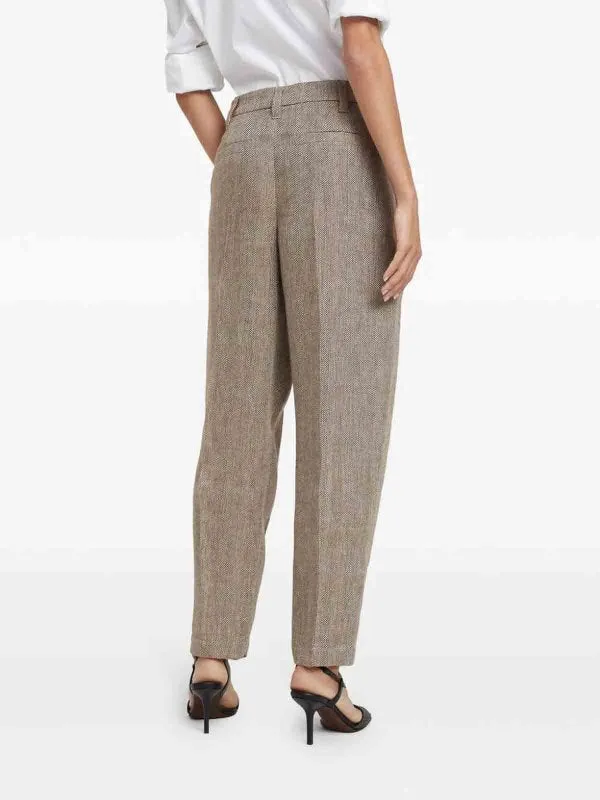 BRUNELLO CUCINELLI WOMEN'S LIGHT BROWN LINEN TAPERED TROUSERS sold by Lord & Taylor product image thumbnail 4