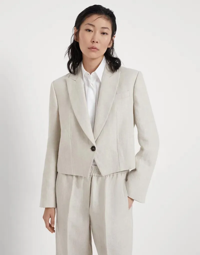 BRUNELLO CUCINELLI WOMEN'S LIGHT BEIGE LINEN BLAZER sold by Lord & Taylor product image thumbnail 5